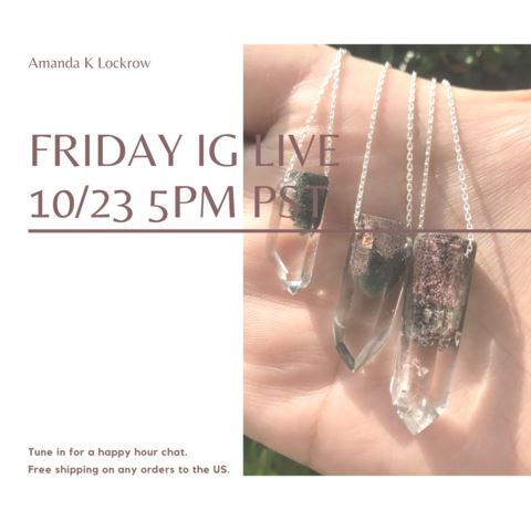 This month's instagram live is Friday October 23rd at 5pm PST