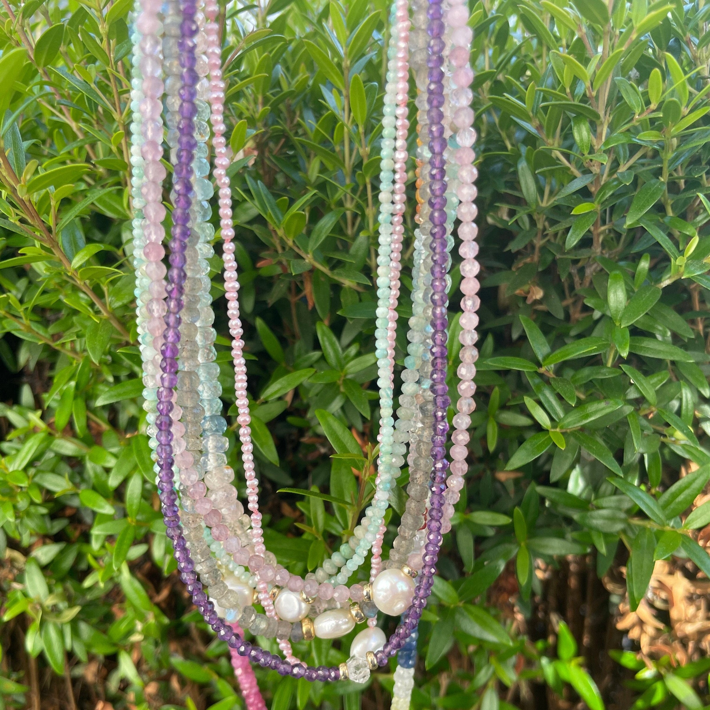 Strung Together Labradorite and Pearl Beaded Necklace - 14k gold filled | Little Rock Collection necklace Amanda K Lockrow