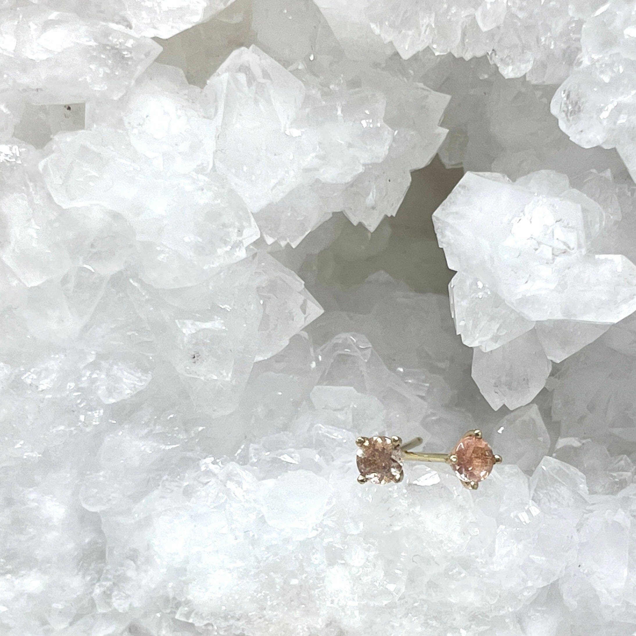 Oregon Sunstone Sophia 4mm Stud Earrings - 14k gold | Fine Collection earrings Amanda K Lockrow