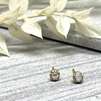 Rainbow Moonstone Diana Stud Earrings - 14k yellow gold | Fine Collection earrings Amanda K Lockrow