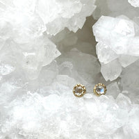 Rainbow Moonstone Diana Stud Earrings - 14k yellow gold | Fine Collection earrings Amanda K Lockrow
