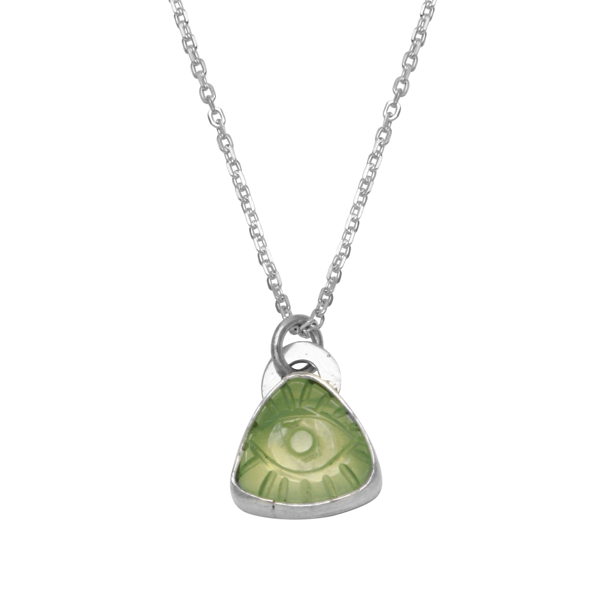 Third Eye Small Prehnite Triangle Necklace - sterling silver | Talisman Collection necklace Amanda K Lockrow