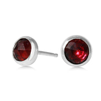 Garnet Rosecut Gemdrop 6mm studs - sterling silver | Petite Collection earrings Amanda K Lockrow