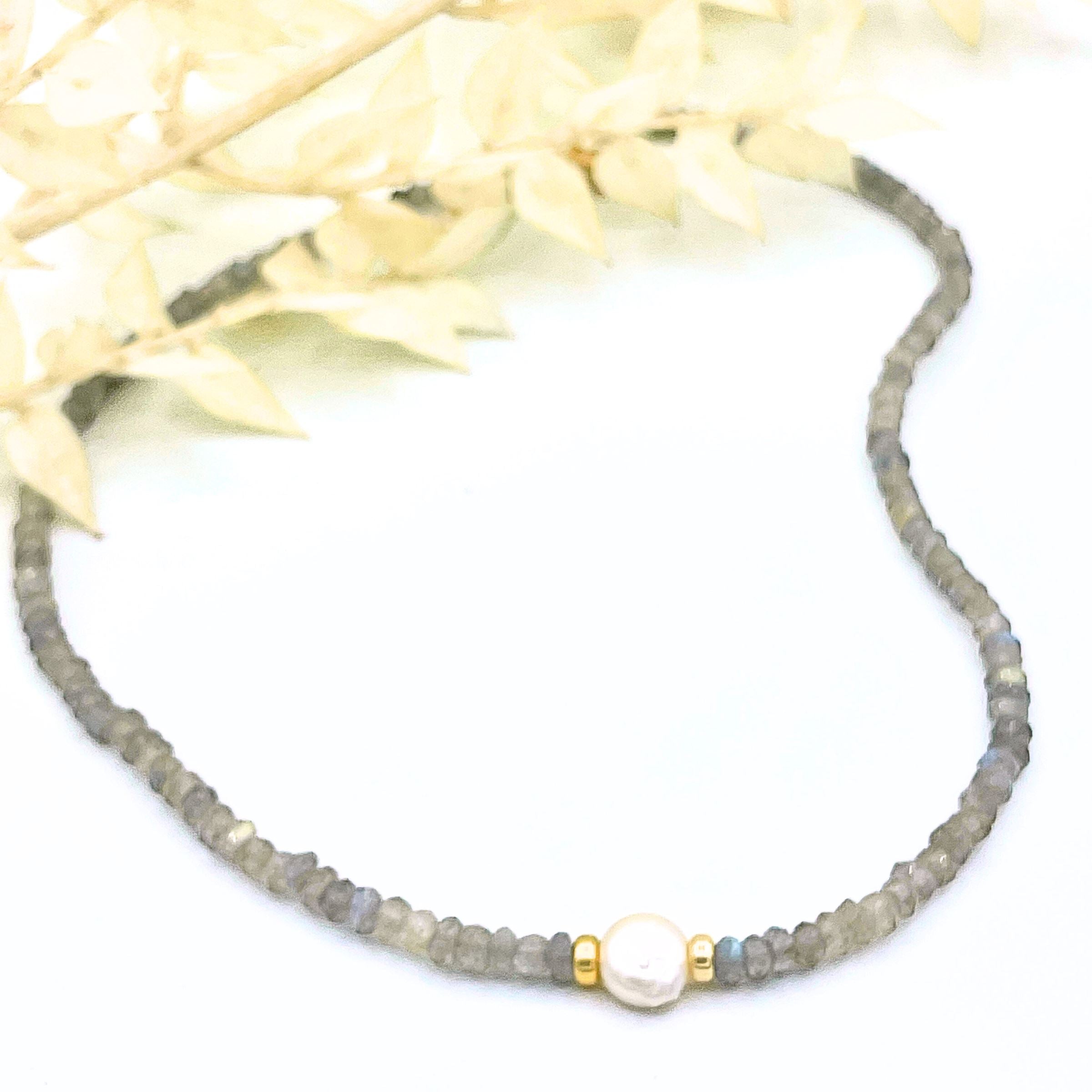 Strung Together Labradorite and Pearl Beaded Necklace - 14k gold filled | Little Rock Collection necklace Amanda K Lockrow