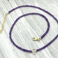Strung Together Amethyst and Herkimer Diamond Beaded Necklace - 14k gold filled | Little Rock Collection necklace Amanda K Lockrow
