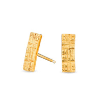 Crosshatched Rectangle Studs - 18K yellow vermeil | Petite Collection earrings Amanda K Lockrow