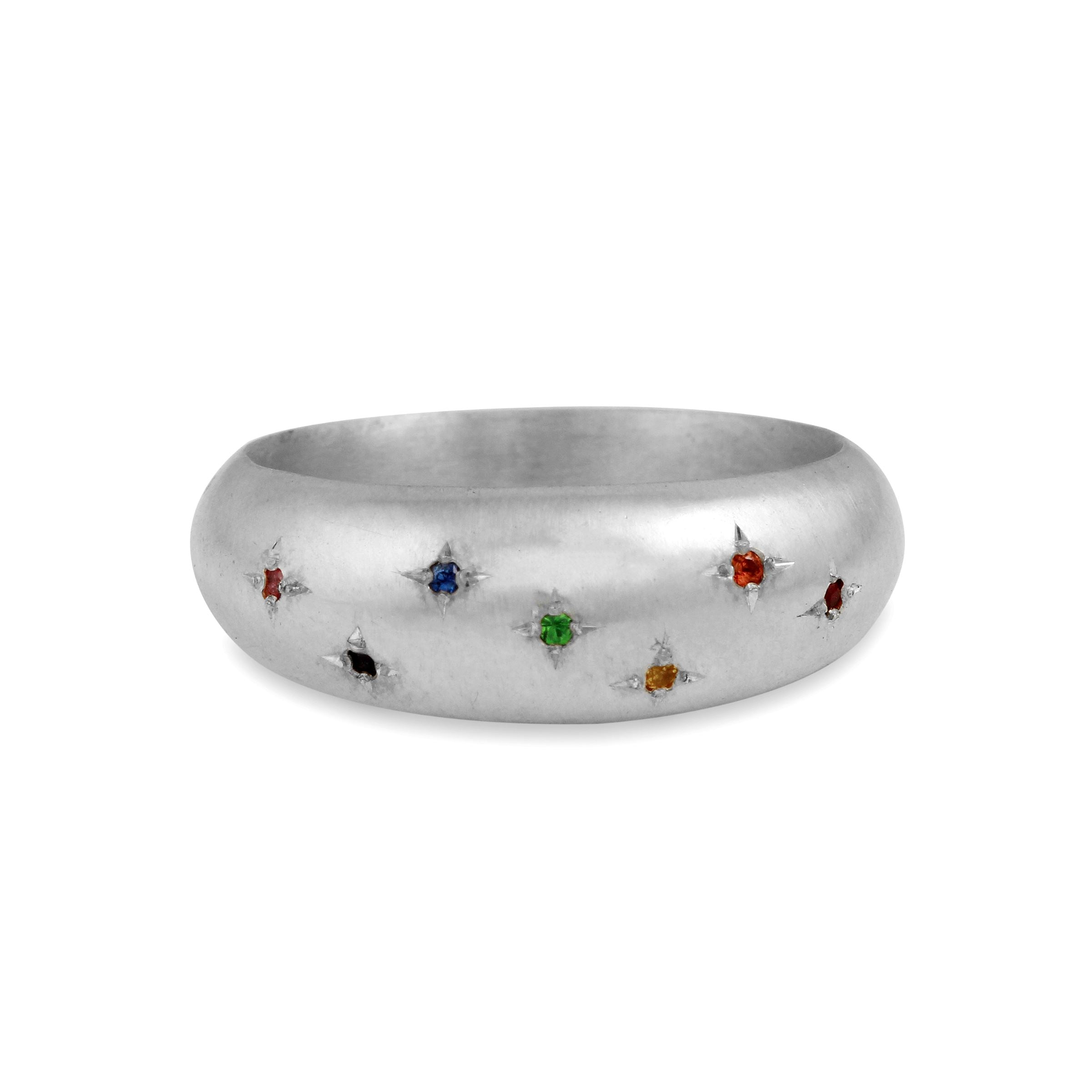 Stargazer rainbow sapphire sterling silver ring ring Amanda K Lockrow
