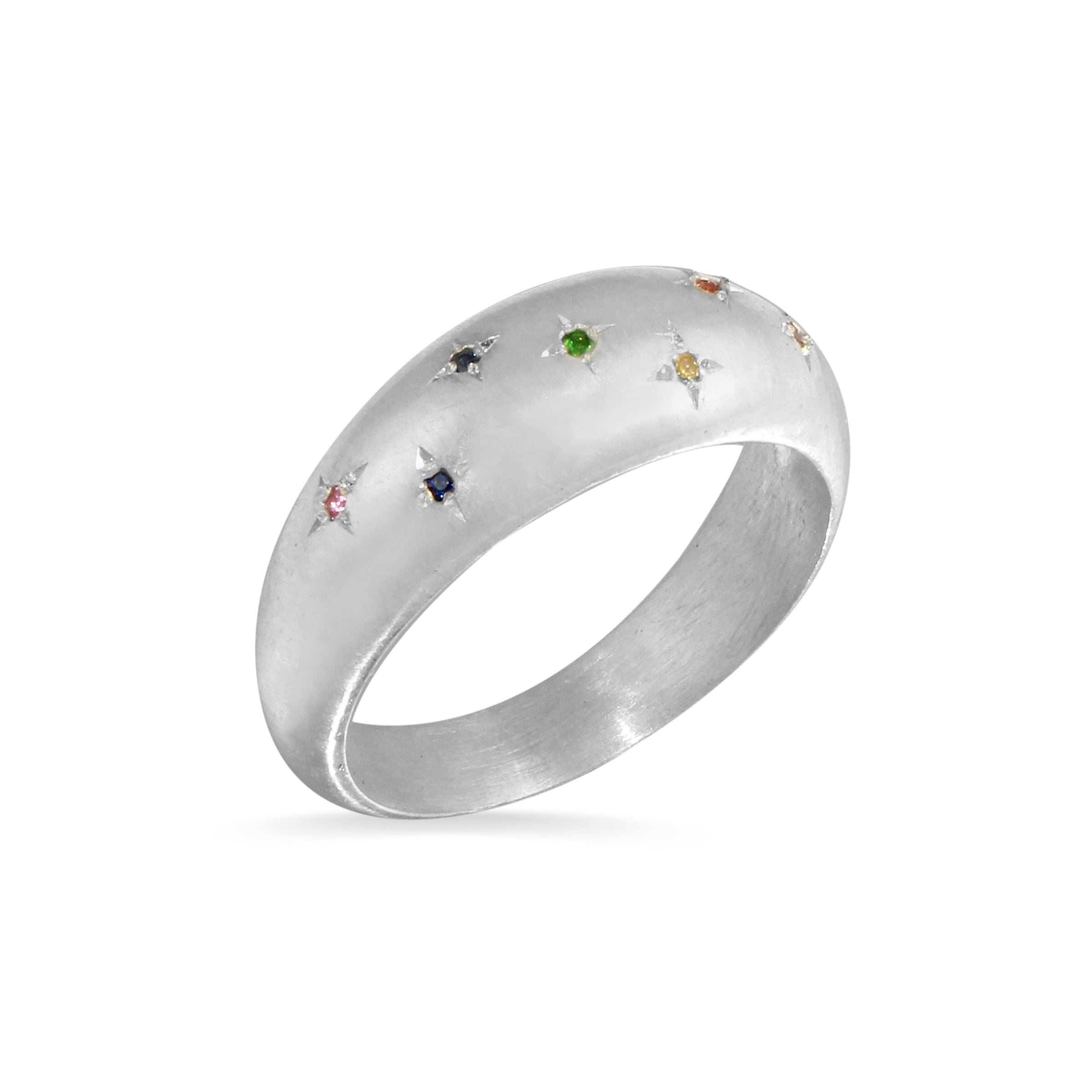 Stargazer rainbow sapphire sterling silver ring ring Amanda K Lockrow