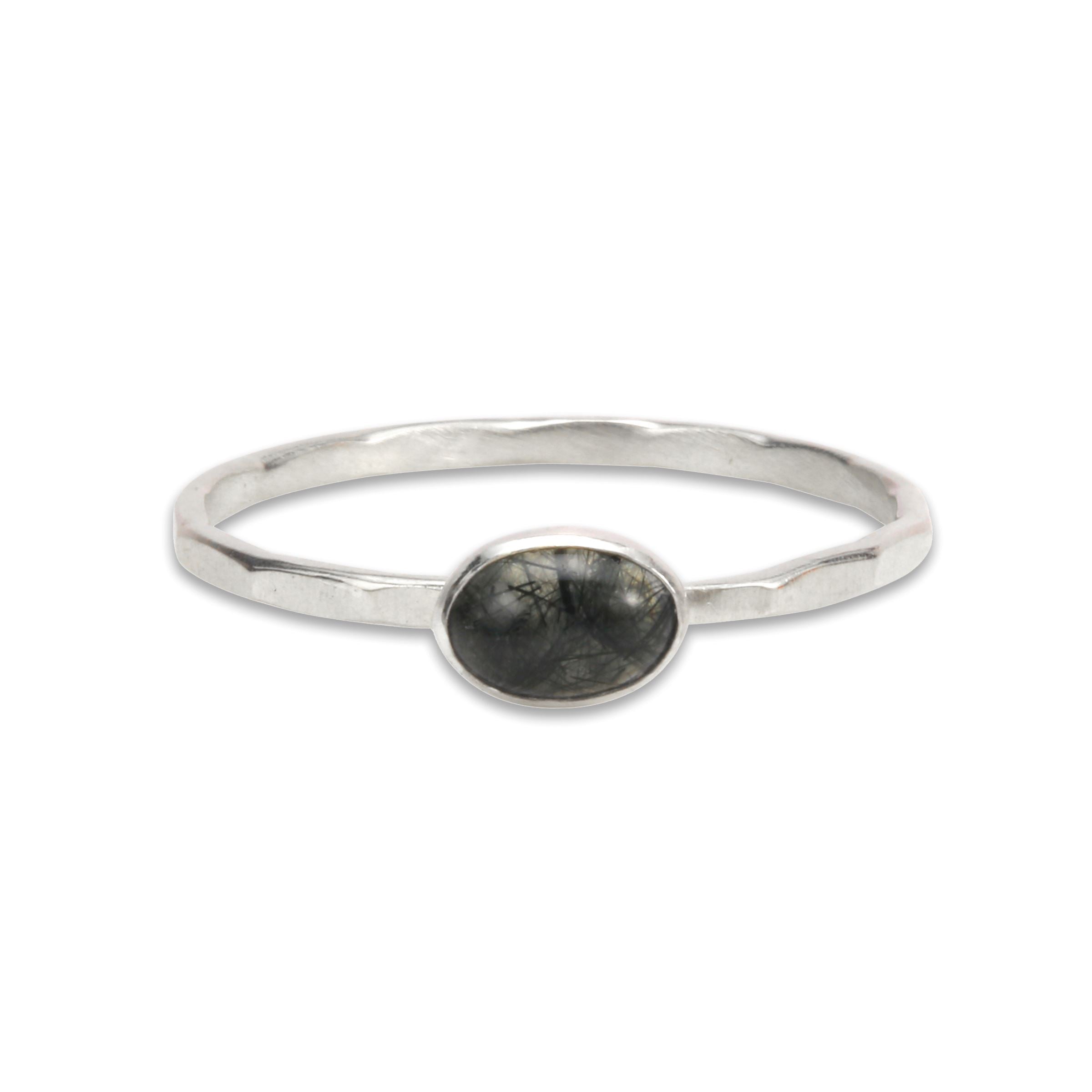 Tourmalinated Quartz Stacking Ring - sterling silver | Petite Collection ring Amanda K Lockrow