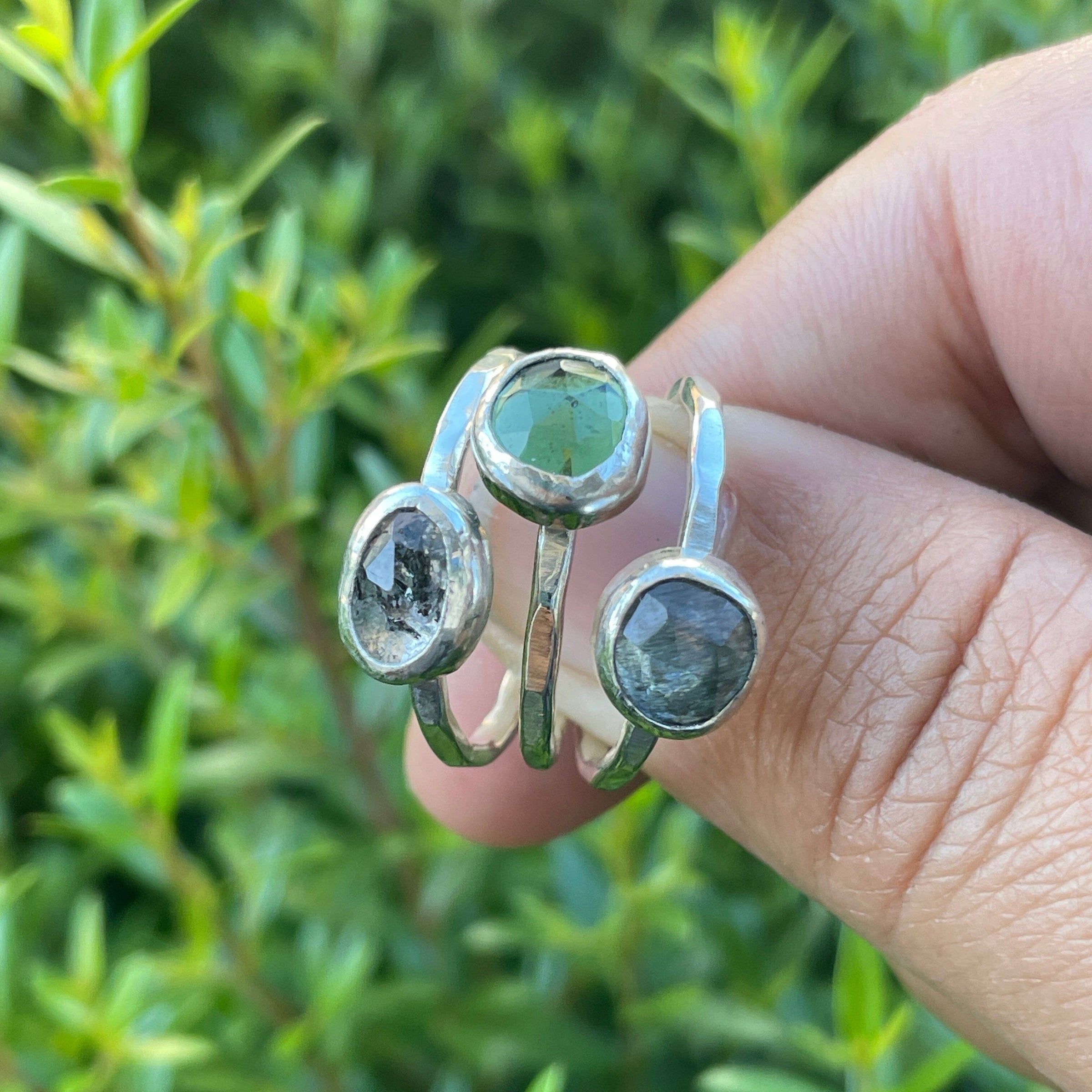 Rose Cut Moss Aquamarine Ring - sterling silver | Stone Love ring Amanda K Lockrow