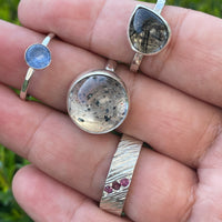 Birch hammered band with rubies - sterling silver | Sticks & Stones Collection ring Amanda K Lockrow