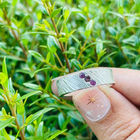 Birch hammered band with rubies - sterling silver | Sticks & Stones Collection ring Amanda K Lockrow