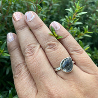 Tourmalinated Quartz Pear Muse Ring - sterling silver | Aislinn Collection ring Amanda K Lockrow
