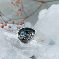 Tourmalinated Quartz Pear Muse Ring - sterling silver | Aislinn Collection ring Amanda K Lockrow