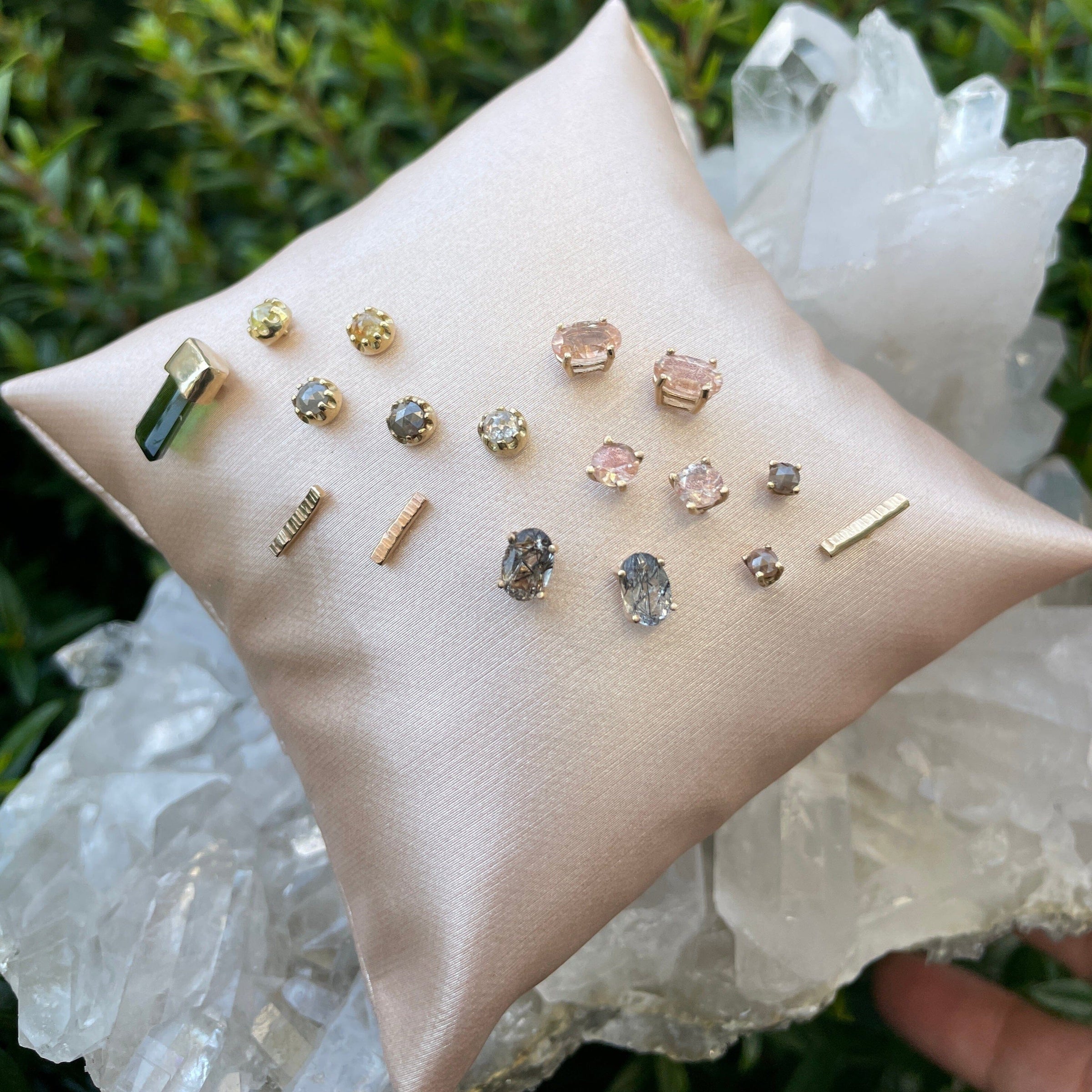Oregon Sunstone Sophia 4mm Stud Earrings - 14k gold | Fine Collection earrings Amanda K Lockrow