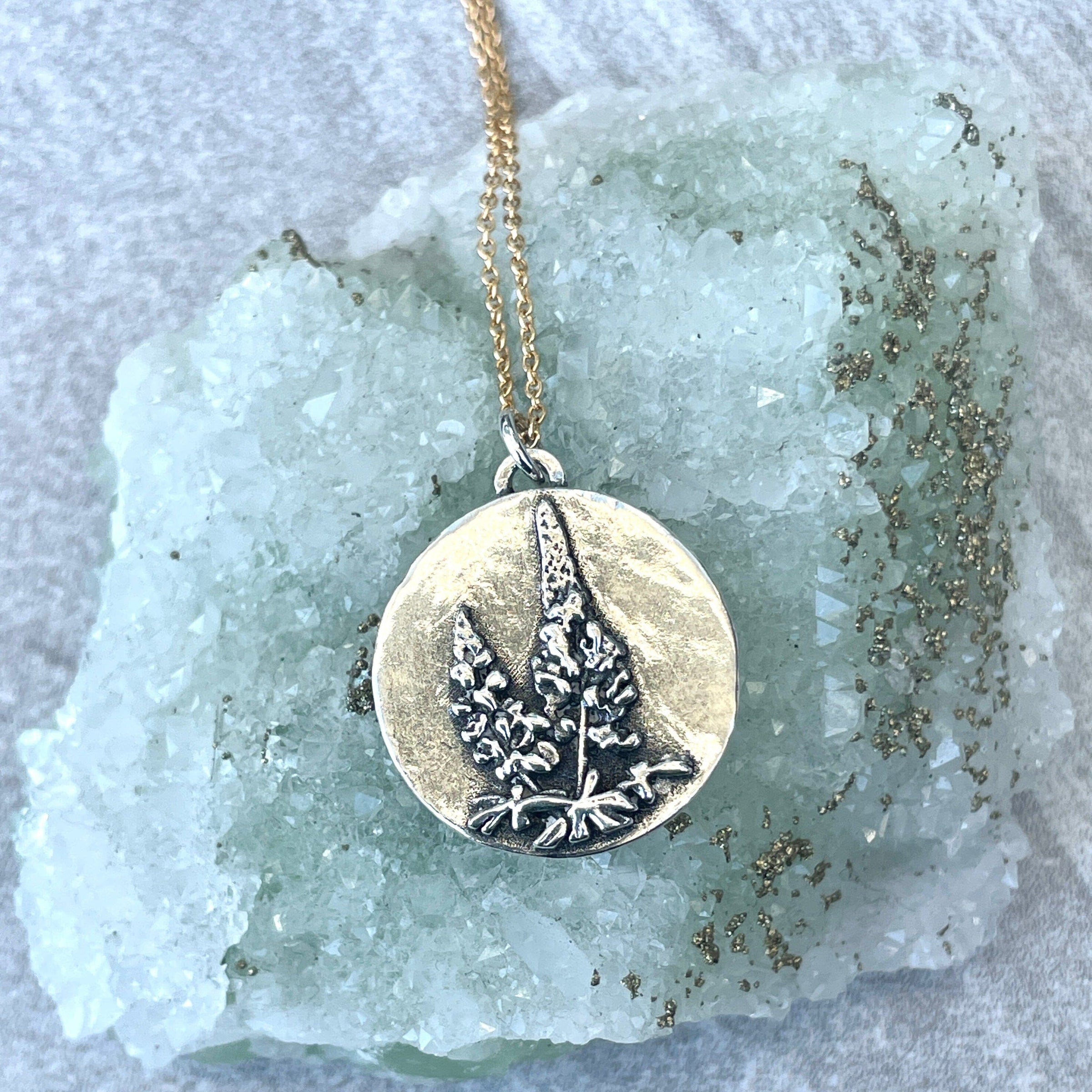 Lupine Flower Amethyst and Sapphire Necklace - sterling silver and 14k gold filled | Talisman Collection necklace Amanda K Lockrow