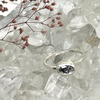 Rose cut herkimer diamond or moss aquamarine sterling silver ring ring Amanda K Lockrow