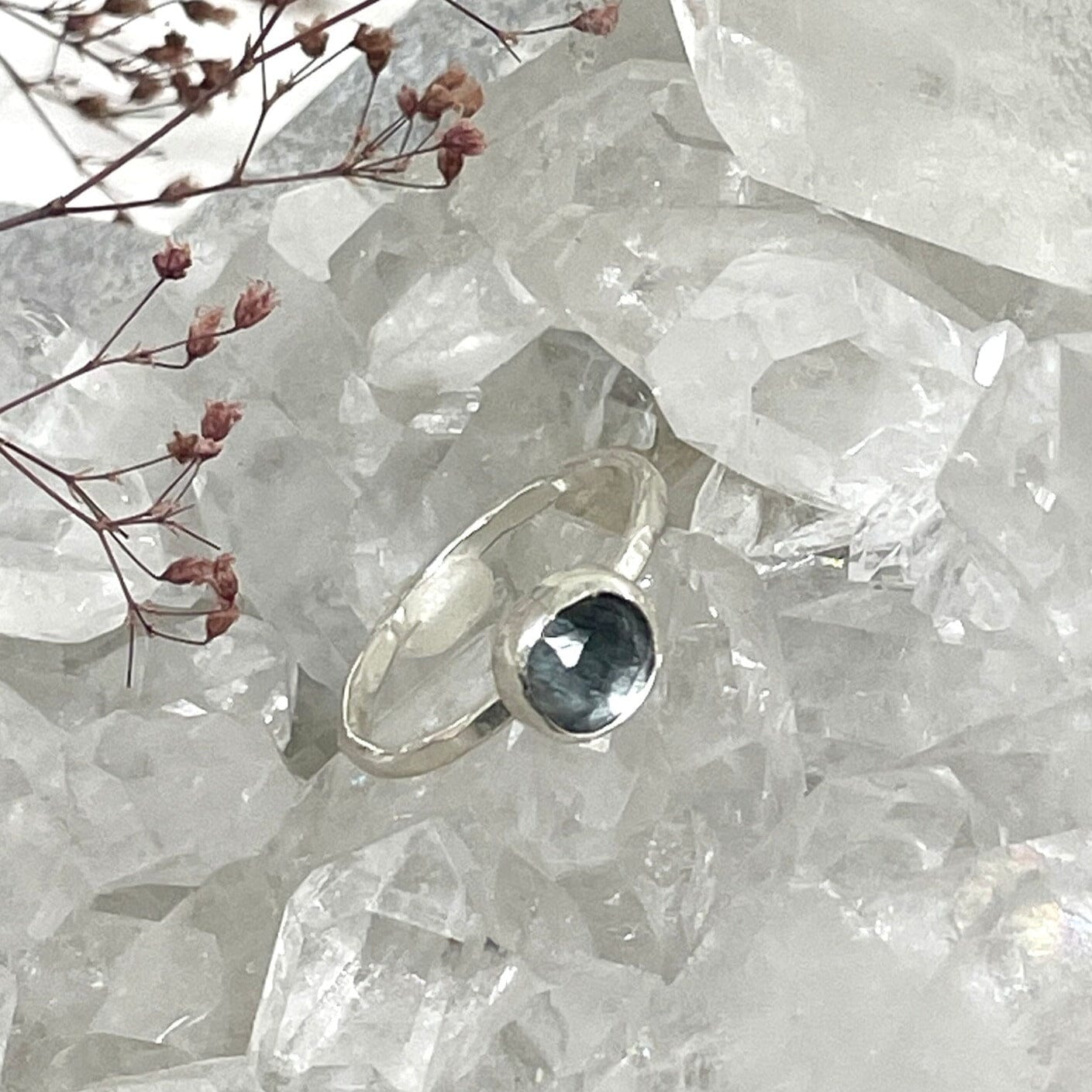 Rose Cut Moss Aquamarine Ring - sterling silver | Stone Love ring Amanda K Lockrow