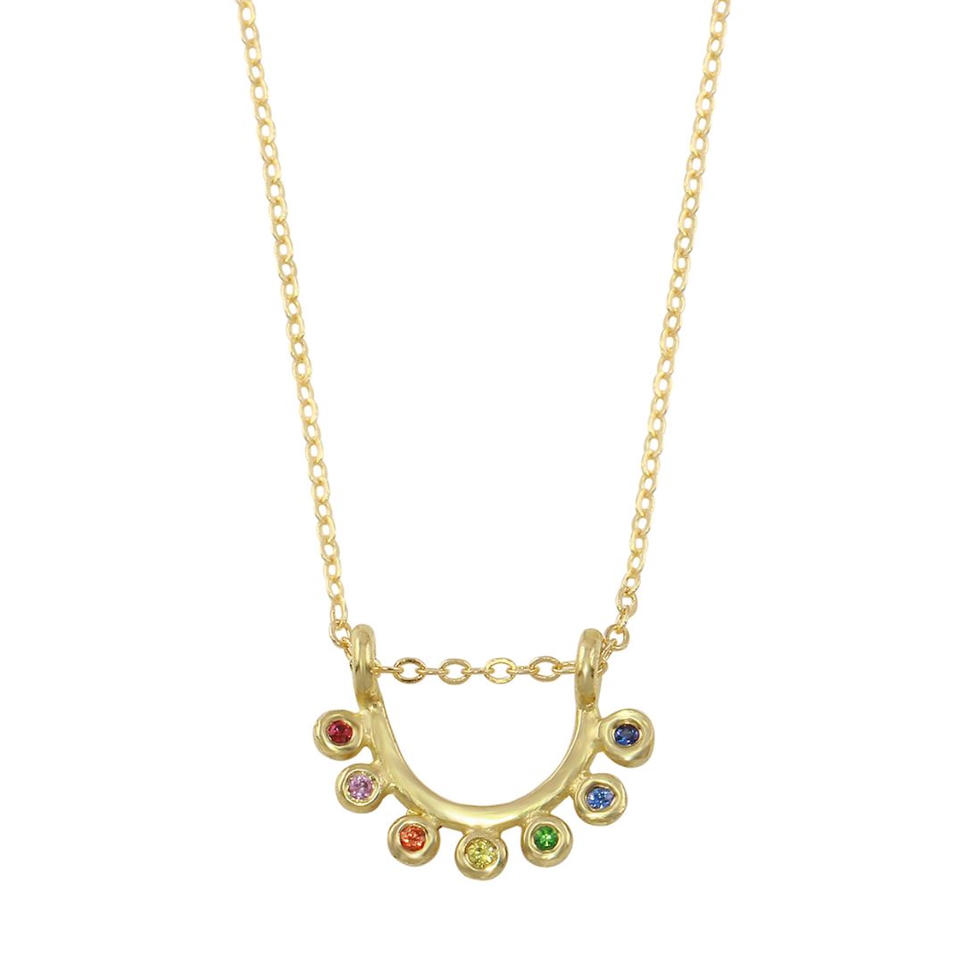 Dainty Rainbow Sapphire Sunrise Necklace - 14k gold | Sunrise Collection necklace Amanda K Lockrow