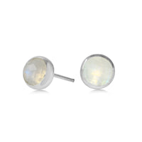 Rainbow Moonstone Rosecut Gemdrop 6mm studs - sterling silver | Petite Collection earrings Amanda K Lockrow