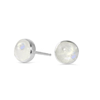 Rainbow Moonstone Gemdrop 6mm studs - sterling silver | Petite Collection earrings Amanda K Lockrow