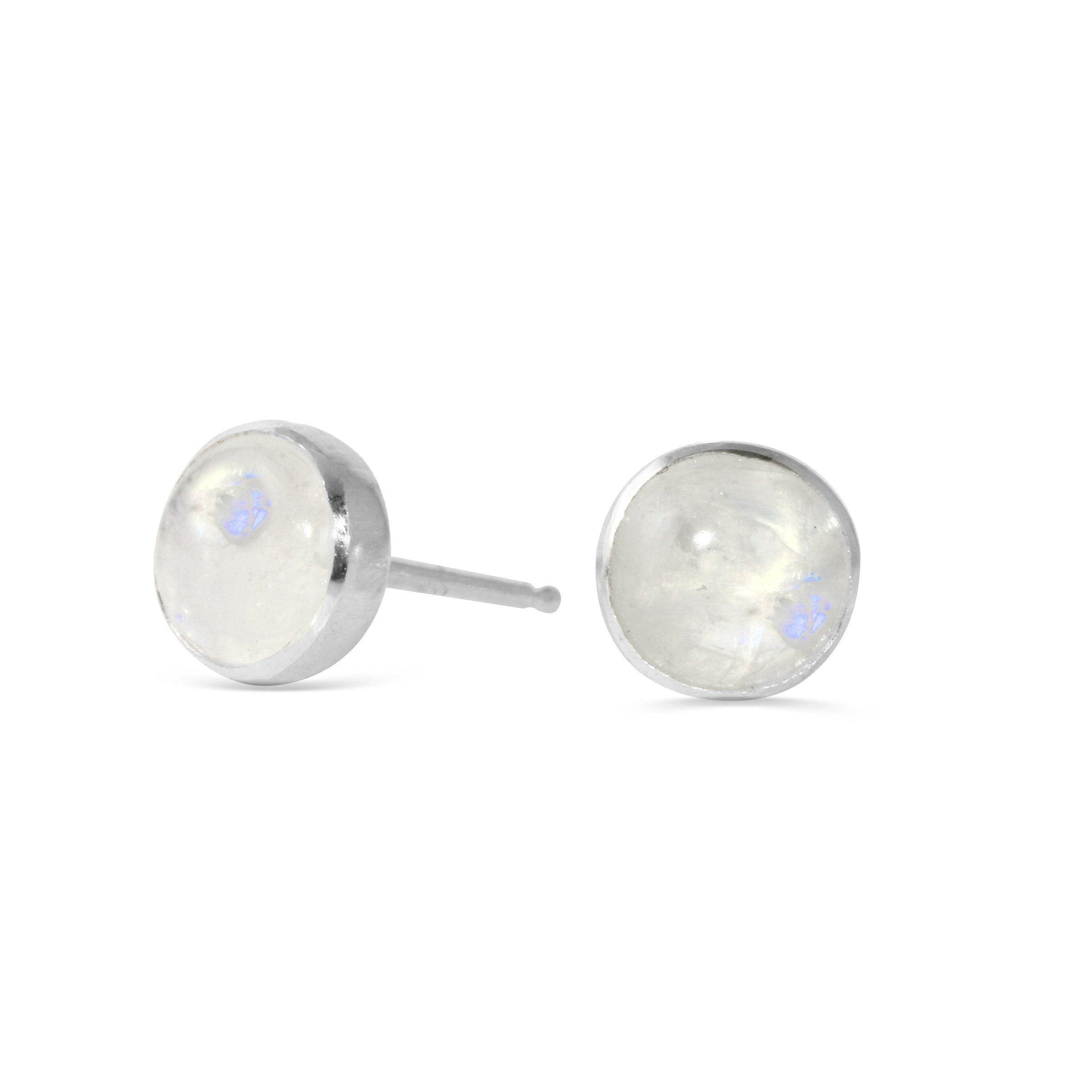 Rainbow Moonstone Gemdrop 6mm studs - sterling silver | Petite Collection earrings Amanda K Lockrow