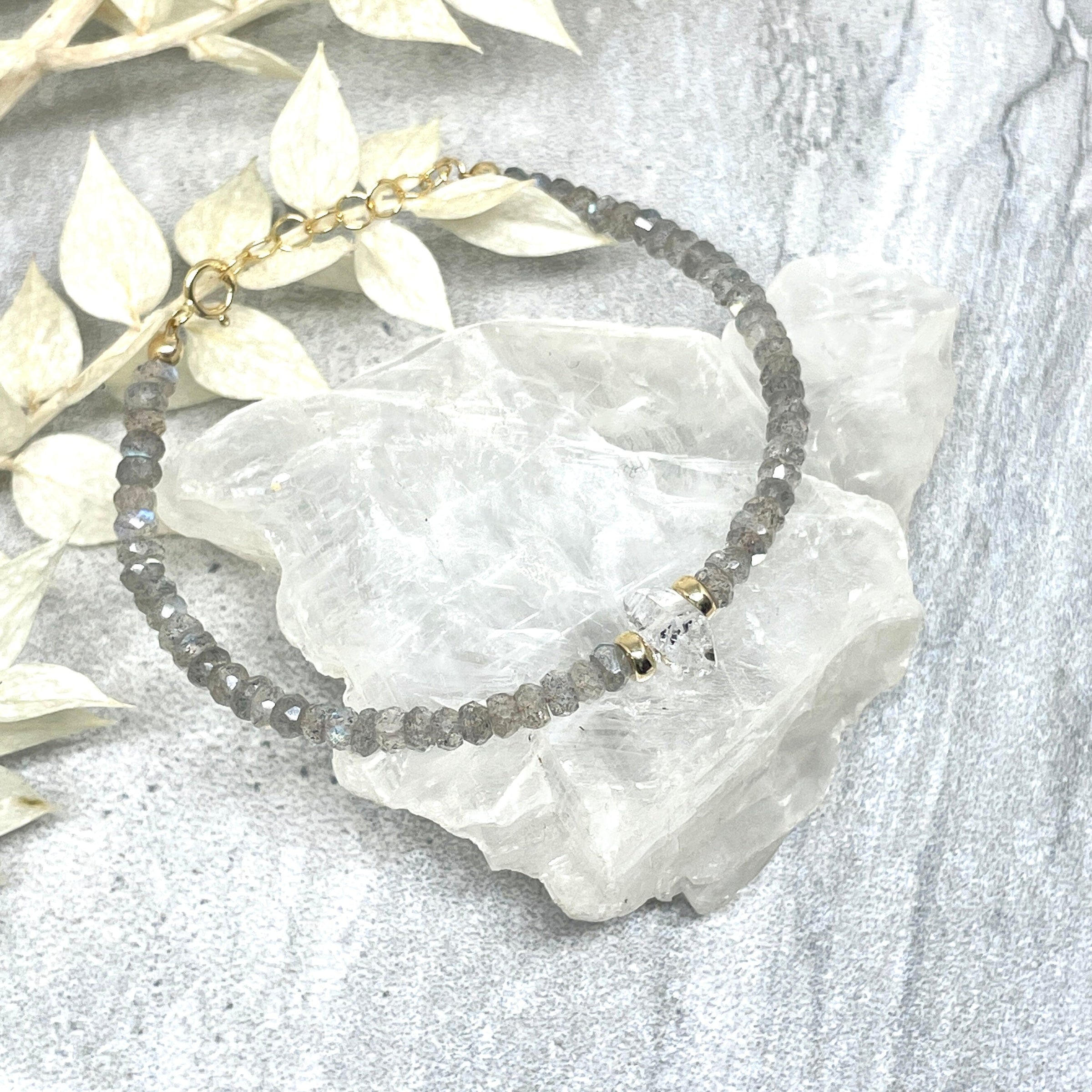 Strung Together Herkimer Diamond Beaded Bracelet - 14k gold filled | Little Rock Collection bracelet Amanda K Lockrow