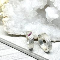 Birch hammered band with rubies - sterling silver | Sticks & Stones Collection ring Amanda K Lockrow