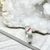 Birch hammered band with rubies - sterling silver | Sticks & Stones Collection ring Amanda K Lockrow