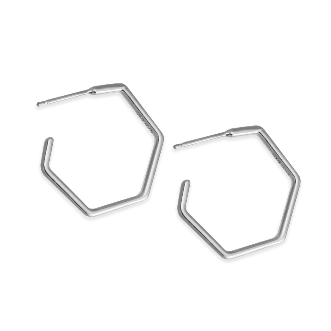 Sterling silver hexagon hoop earrings earrings Amanda K Lockrow