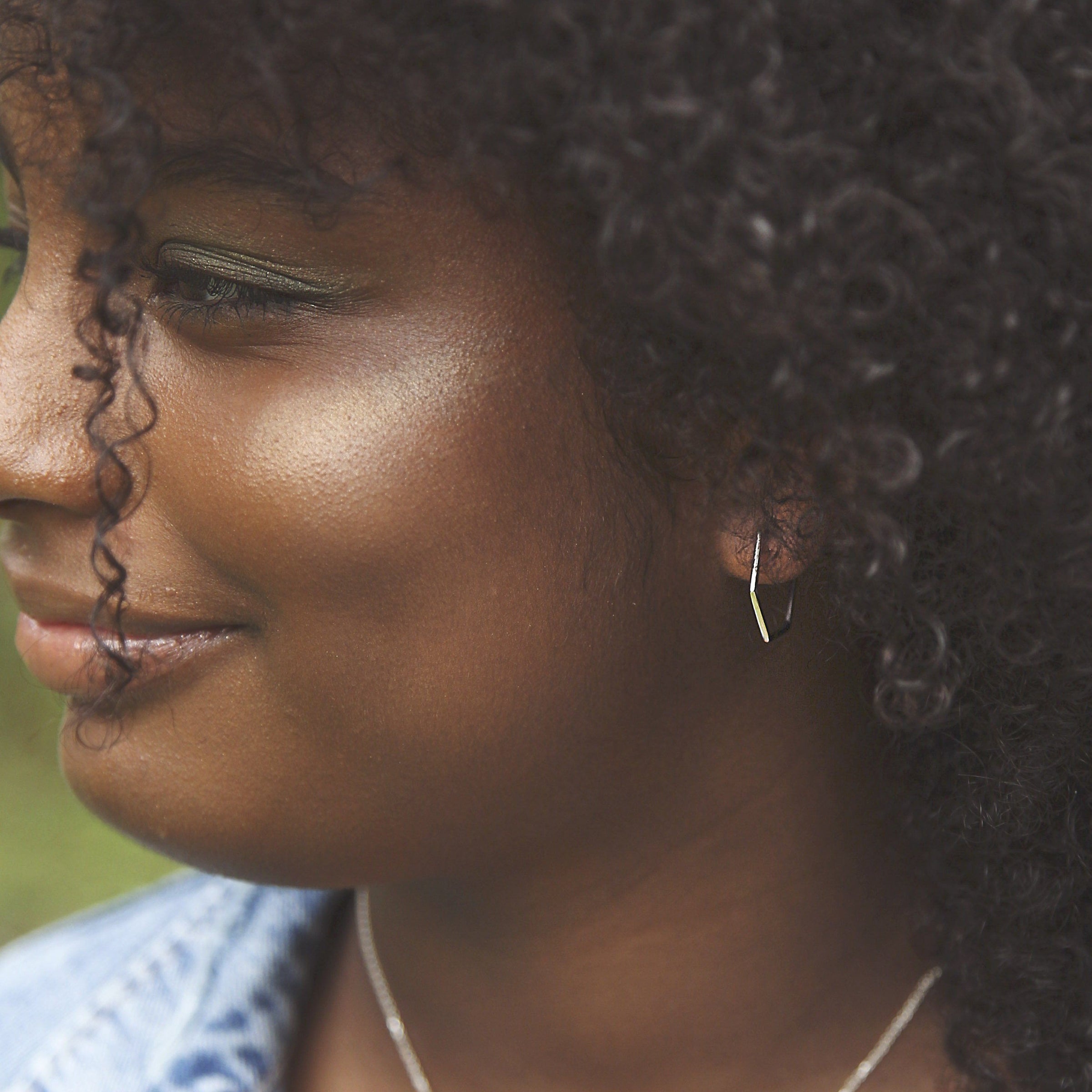 Sterling silver hexagon hoop earrings earrings Amanda K Lockrow