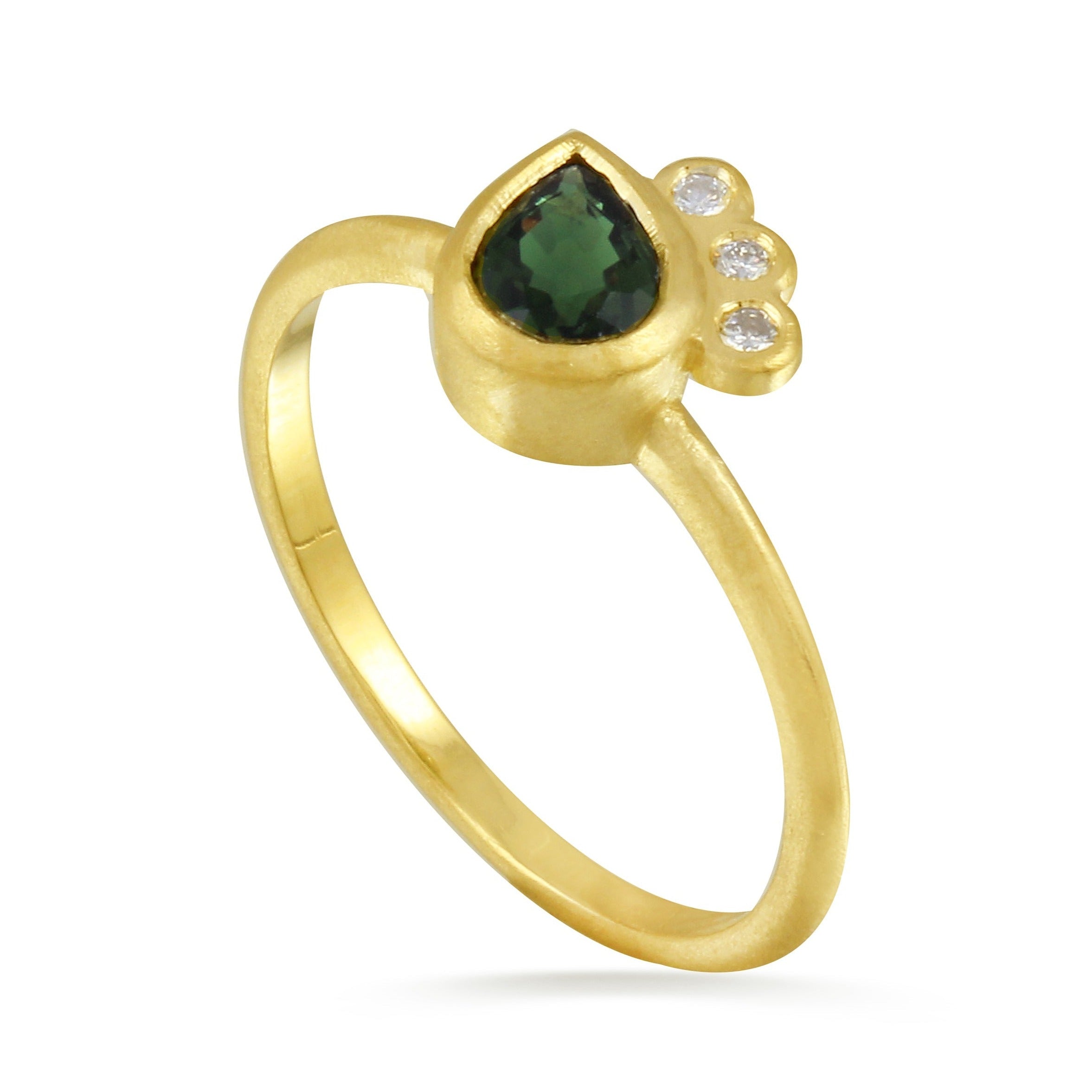 14K Gold Green Tourmaline and Diamond Ring ring Amanda K Lockrow