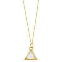 I Am Divine 14K gold rainbow moonstone triangle necklace necklace Amanda K Lockrow