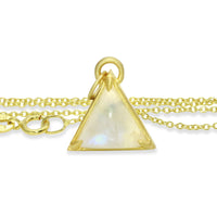 I Am Divine 14K gold rainbow moonstone triangle necklace necklace Amanda K Lockrow