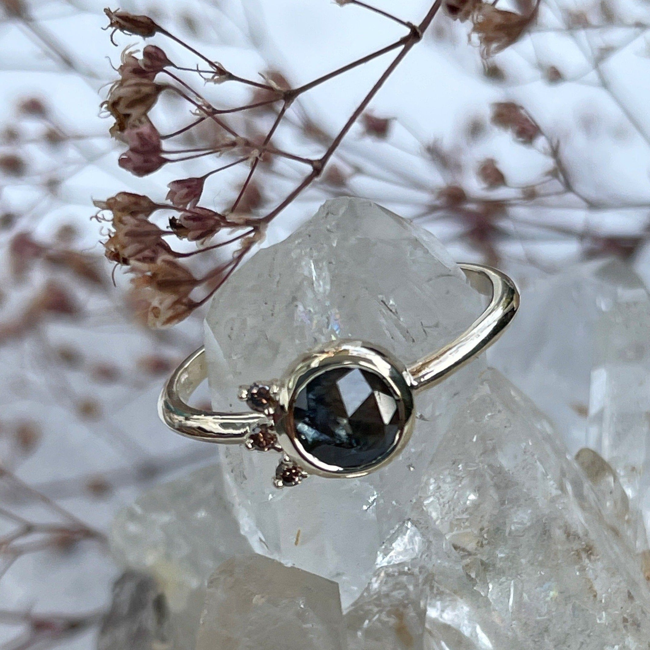 14K gold sapphire and diamond ring size 7 ring Amanda K Lockrow