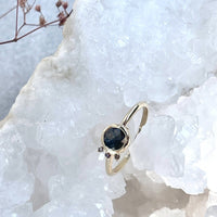 14K gold sapphire and diamond ring size 7 ring Amanda K Lockrow