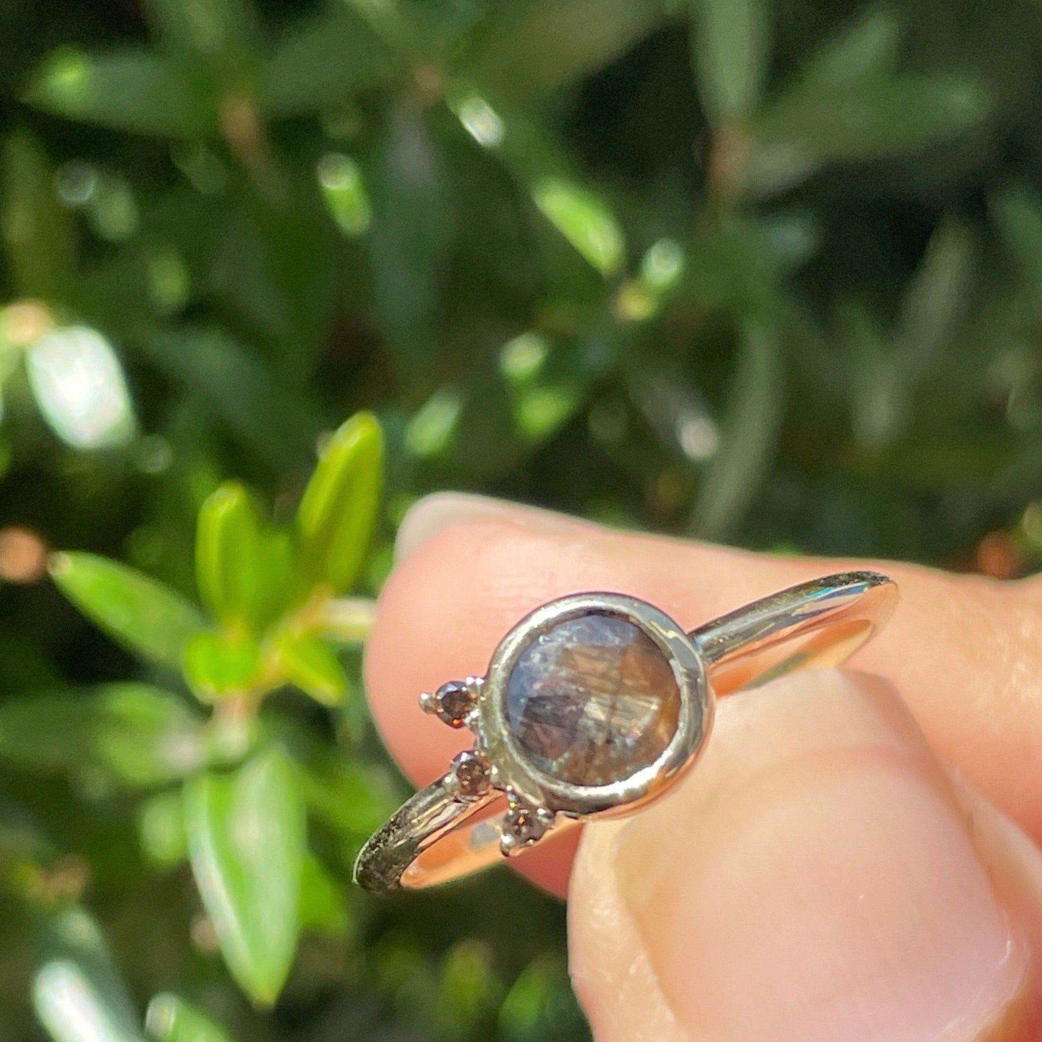 14K gold sapphire and diamond ring size 7 ring Amanda K Lockrow