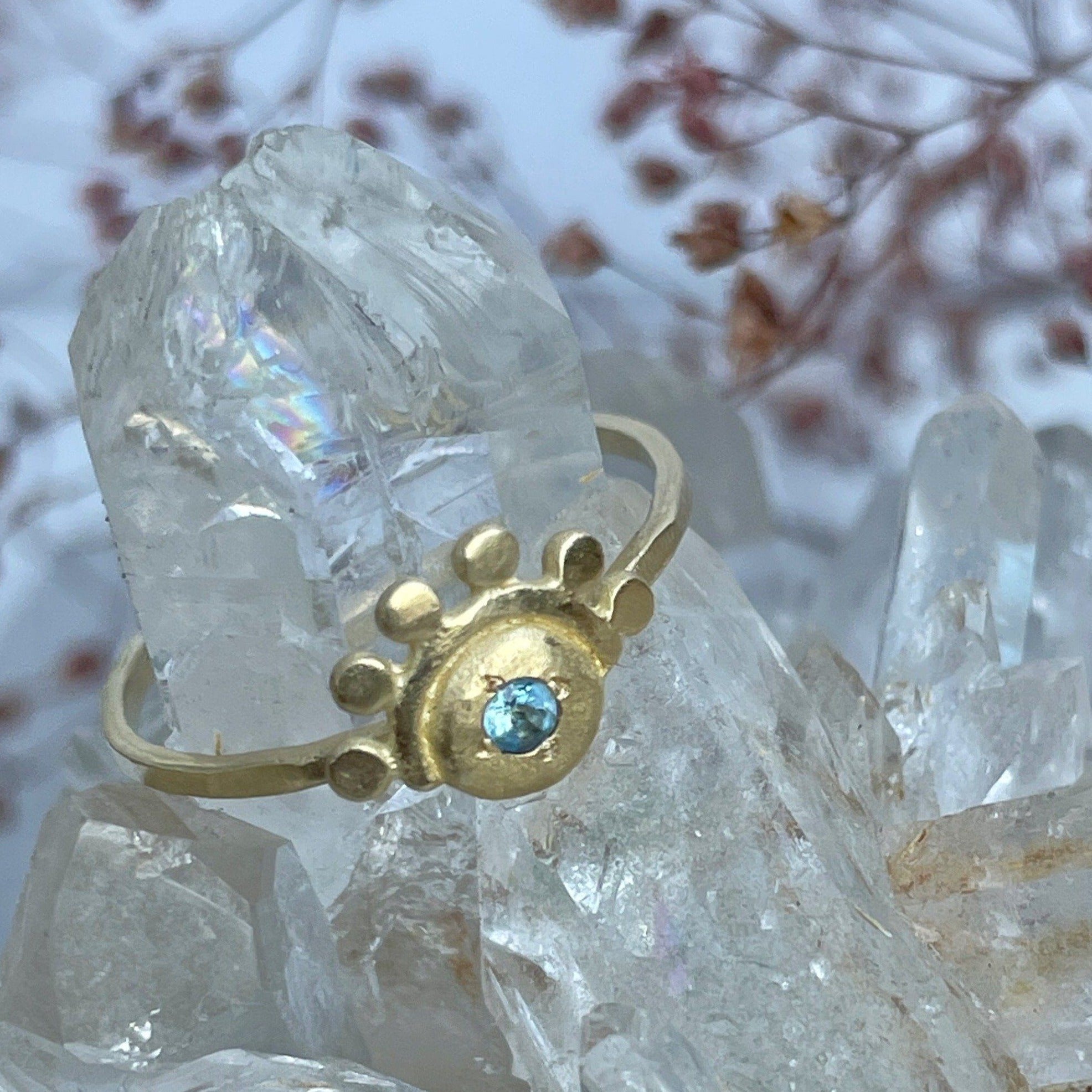 14k gold oriana ring - aquamarine or champagne diamond ring Amanda K Lockrow