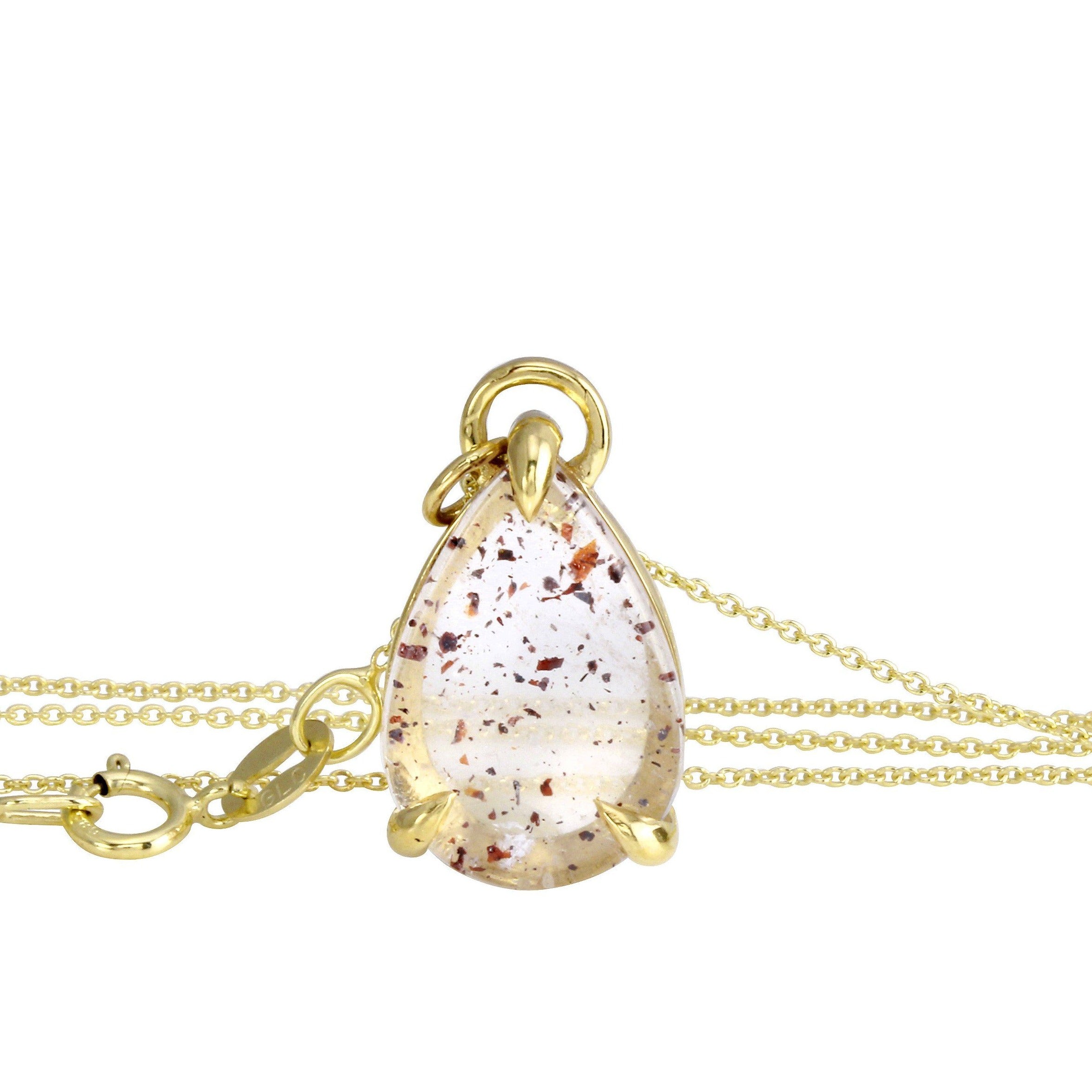 14K gold lepidocrocite in quartz necklace - confetti quartz necklace Amanda K Lockrow 