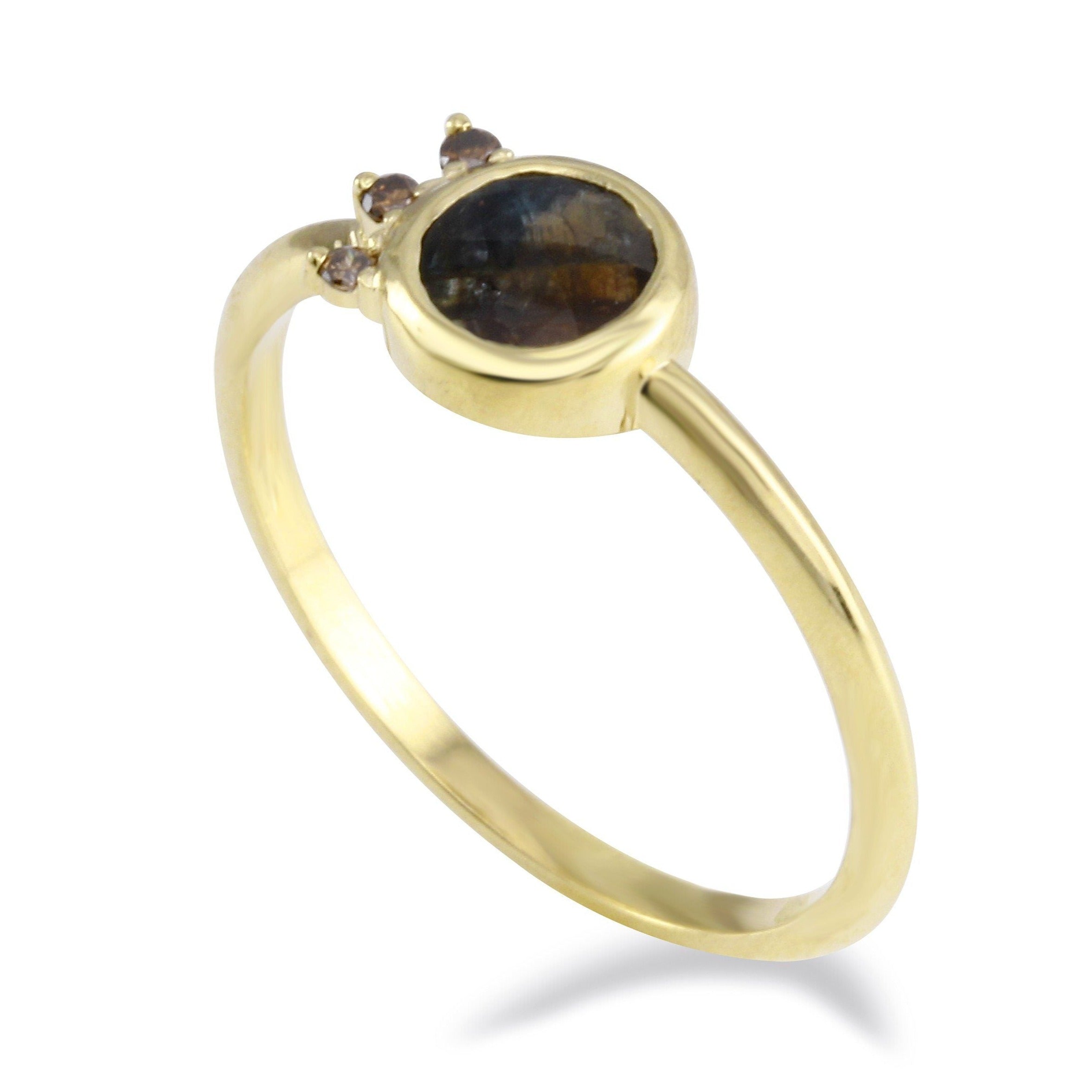14K gold sapphire and diamond ring size 7 ring Amanda K Lockrow