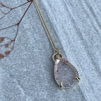 14K gold lepidocrocite in quartz necklace - confetti quartz necklace Amanda K Lockrow