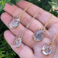 14K gold lepidocrocite in quartz necklace - disco quartz, confetti quartz necklace Amanda K Lockrow