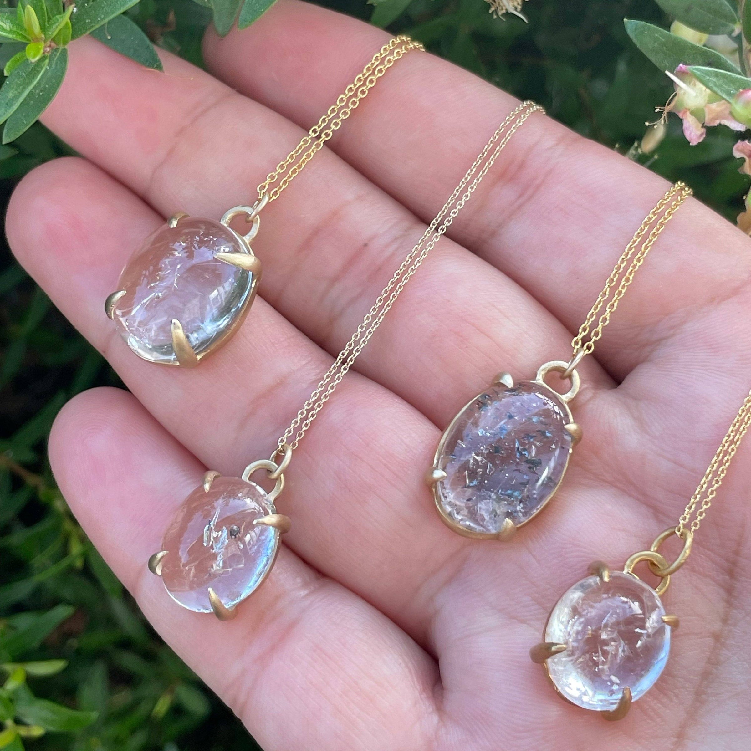 14K gold lepidocrocite in quartz necklace - disco quartz, confetti quartz necklace Amanda K Lockrow 