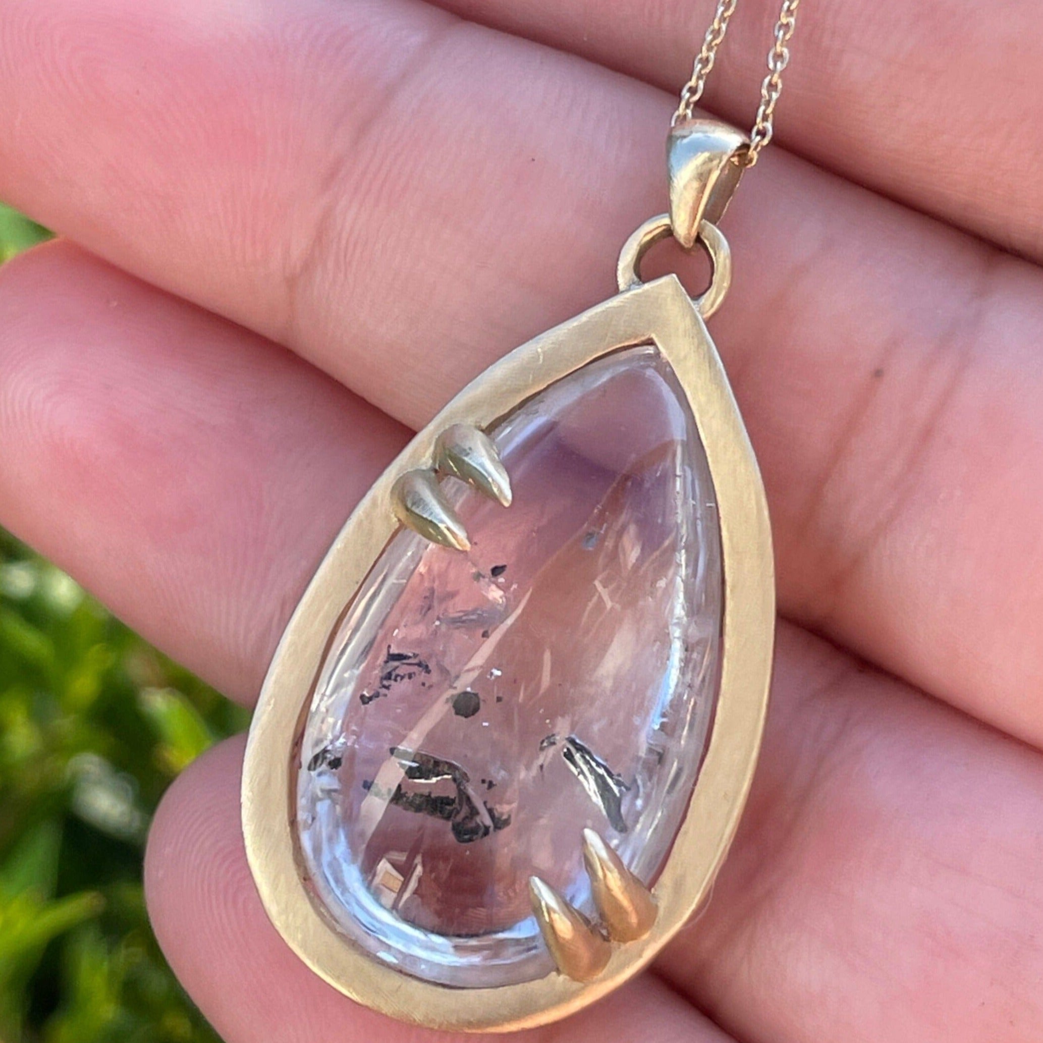 Indra Quicksand Enhydro Quartz Large Drop Necklace - 14k gold | Aislinn Collection necklace Amanda K Lockrow