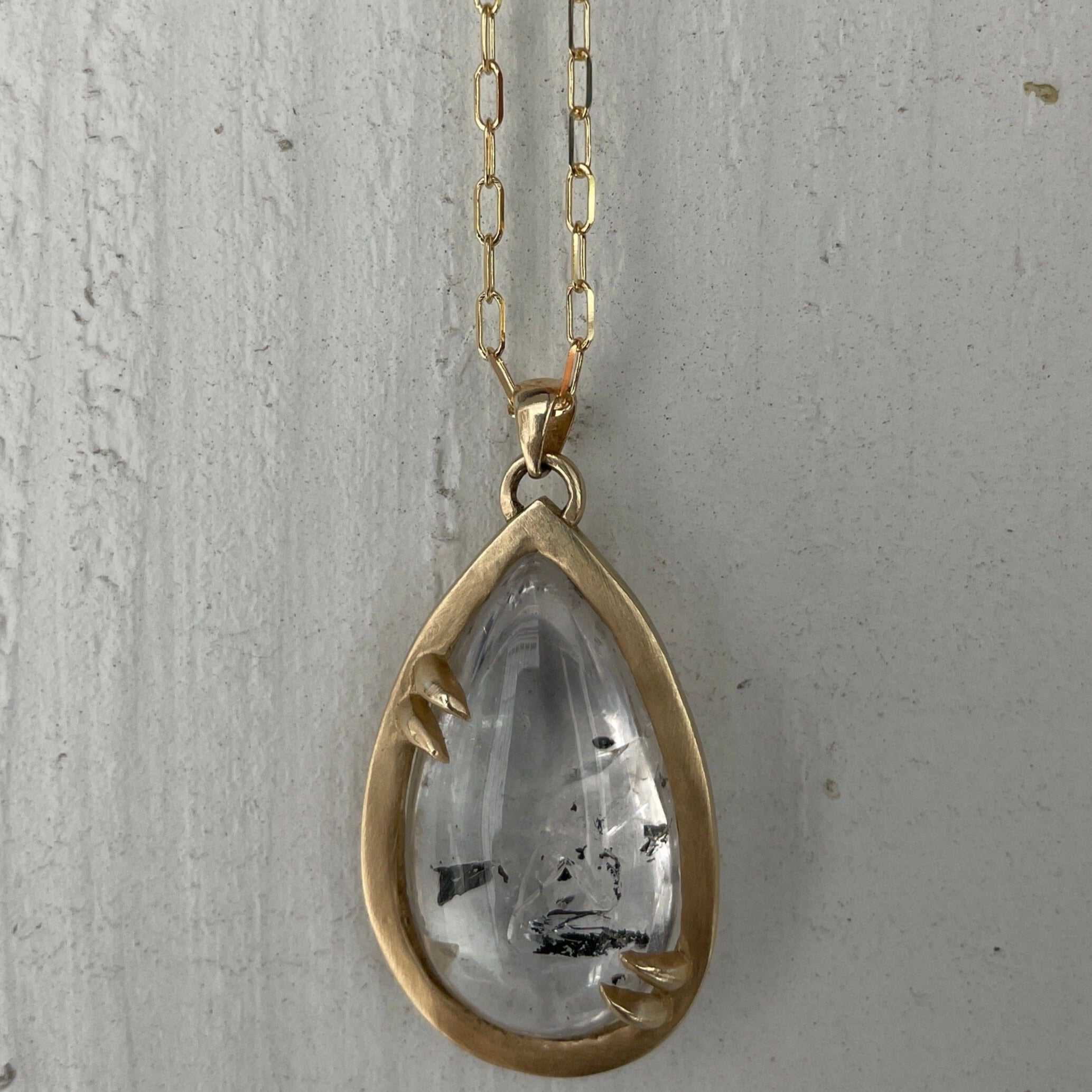 Indra Quicksand Enhydro Quartz Large Drop Necklace - 14k gold | Aislinn Collection necklace Amanda K Lockrow