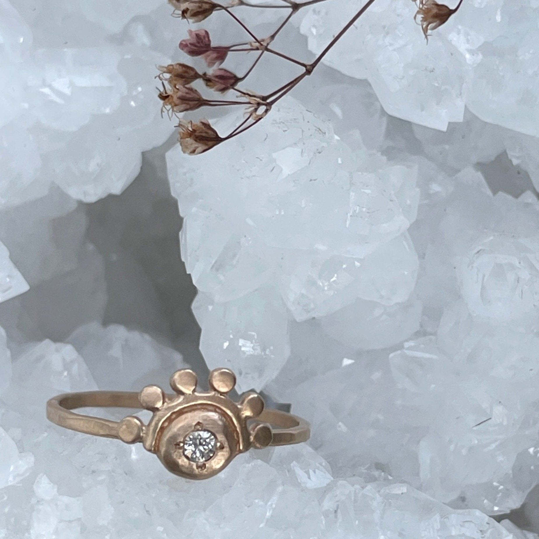 14k gold oriana ring - aquamarine or champagne diamond ring Amanda K Lockrow