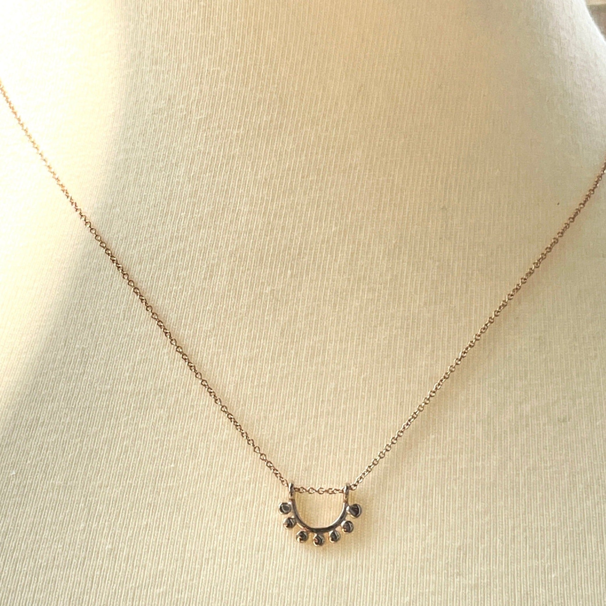 Dainty Rainbow Sapphire Sunrise Necklace - 14k gold | Sunrise Collection necklace Amanda K Lockrow