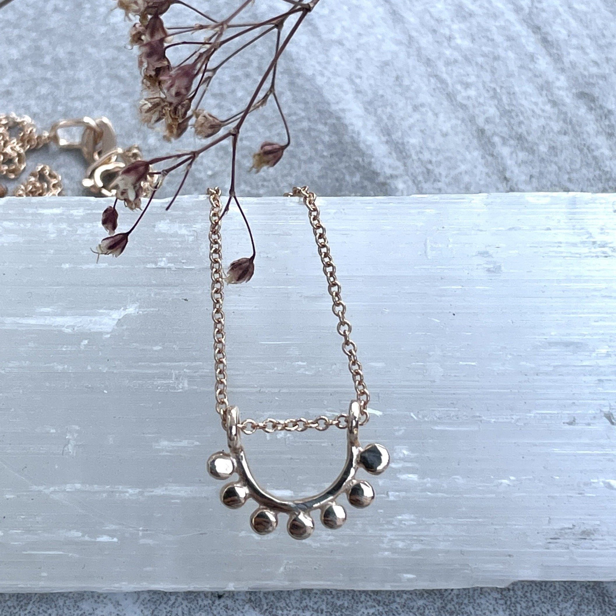 14k rose gold dainty sunrise necklace necklace Amanda K Lockrow