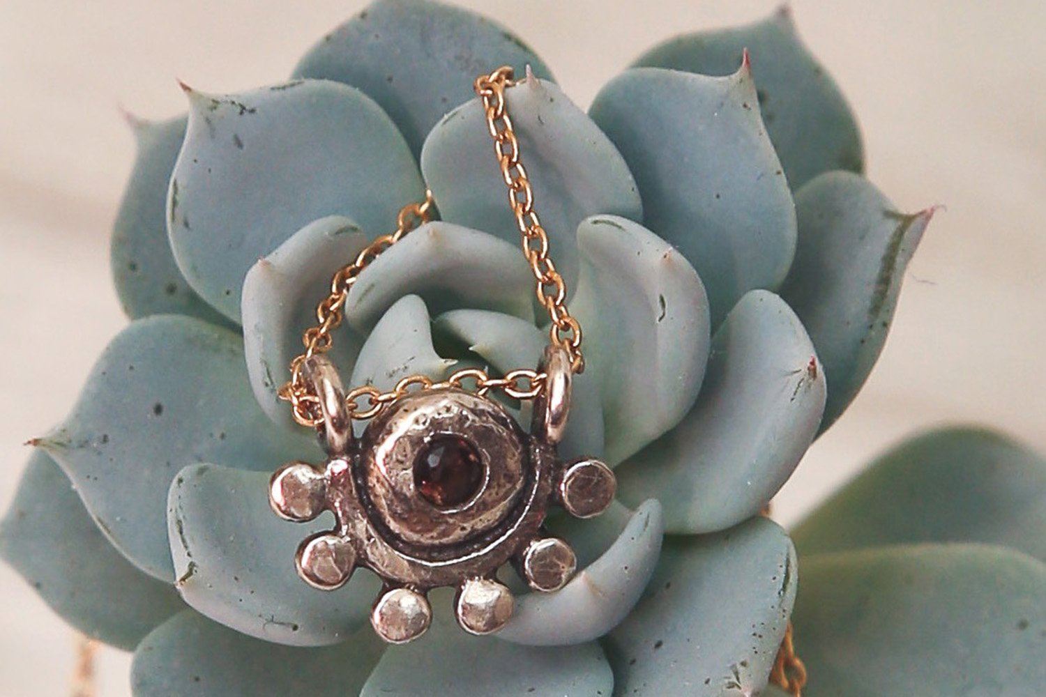 Garnet sterling silver and gold filled oriana necklace necklace Amanda K Lockrow