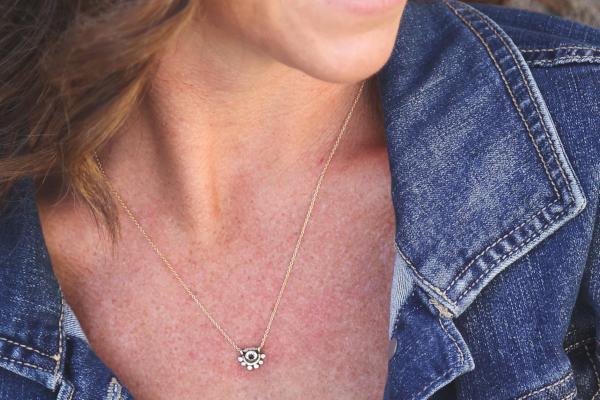 Aquamarine sterling silver and gold filled oriana necklace necklace Amanda K Lockrow